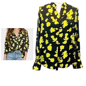 Evereve Black and Yellow Floral Blouse